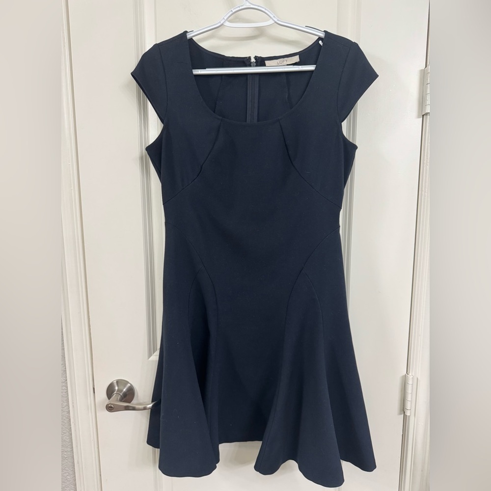 LOFT Black Cap Sleeve Mini Dress